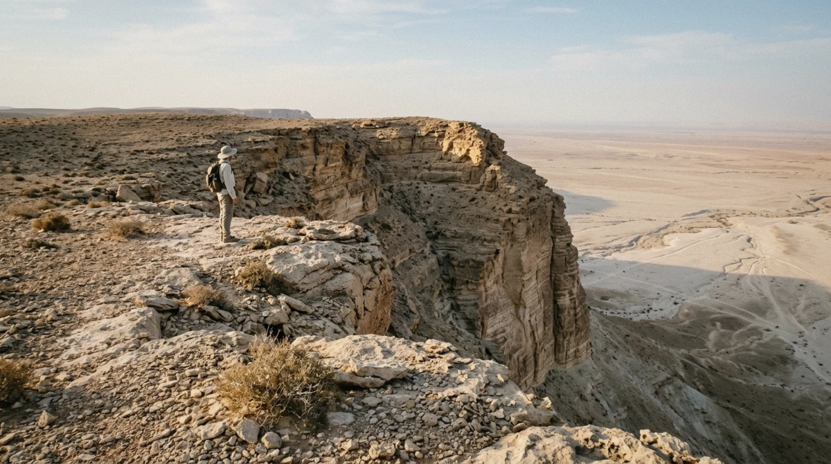 The Edge of the World rim near Riyadh at the end of the desert track, the destination the guided route leads to